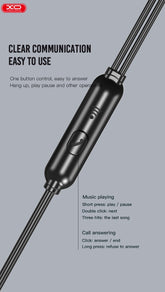 XO EP37 Ακουστικά Handsfree In-ear 1.15m Μαύρα